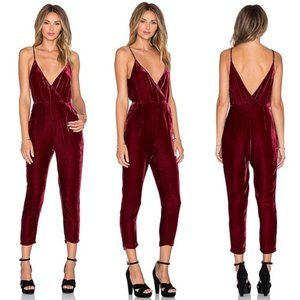 Tularose red velvet jumpsuit